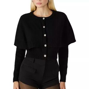 Steve Madden Black Knit Cape Style Cardigan Sweater Size Small